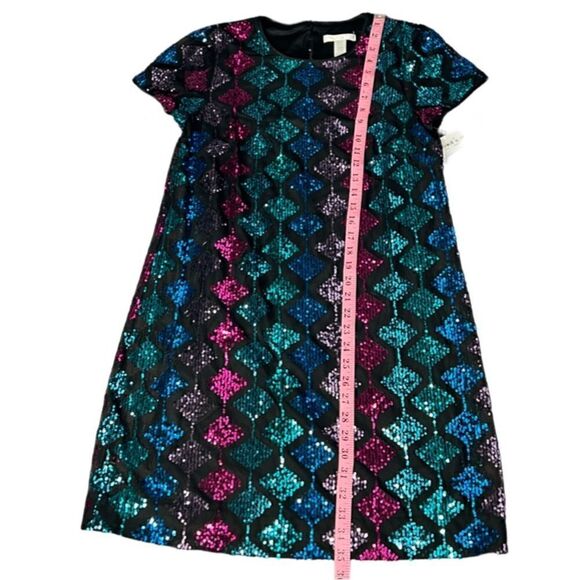 London Times Short Sleeve A-Line Dress in Black/Multi-Color Sequins, Sz 8P. NWT! - Picture 14 of 16